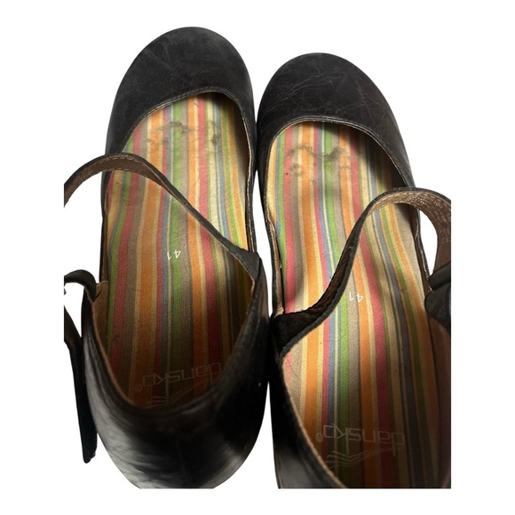 Dansko Jute Mary Jane Black Leather Clog Shoes - Picture 7 of 7